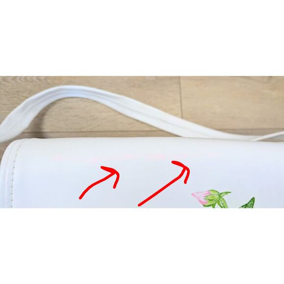 VTG 80s The Original Florida Keys White Pink Hibiscus Flower Shoulder Bag Purse - Picture 9 of 13